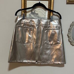 Tinseltown Metallic Silver Mini Skirt